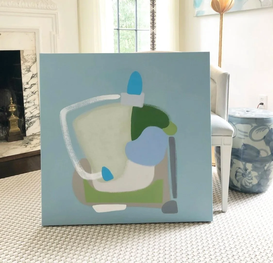 "Santa Monica Scene", 30 x 30 inches, mixed media on canvas, 2020. SOLD