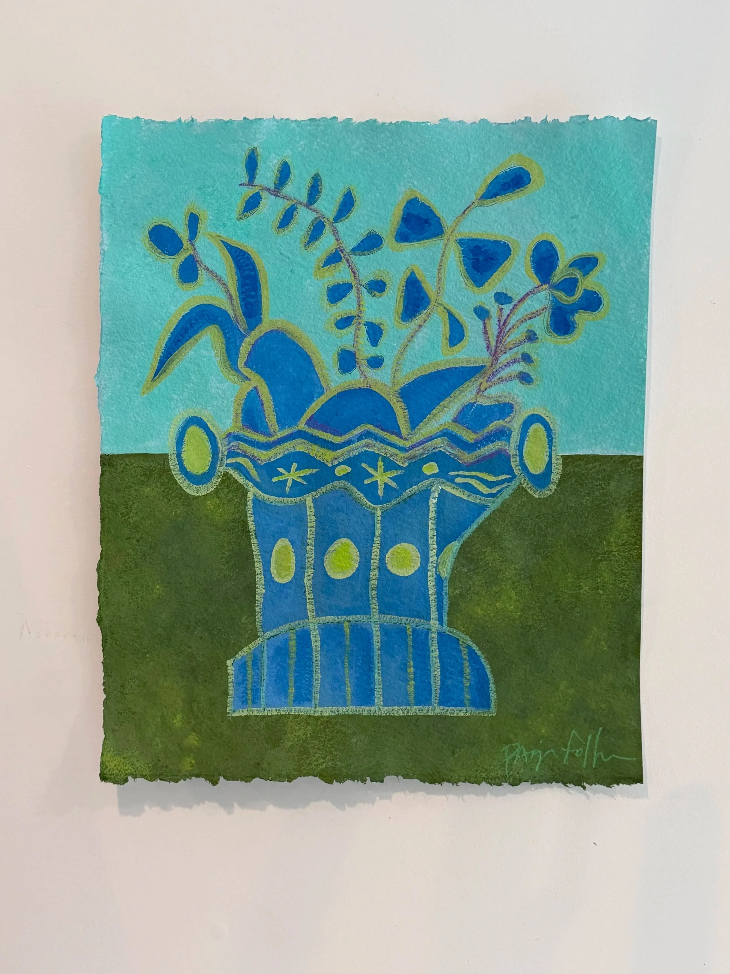 "The Hazel", 19 x 23 inches, mixed media on handmade paper, 2026. SOLD