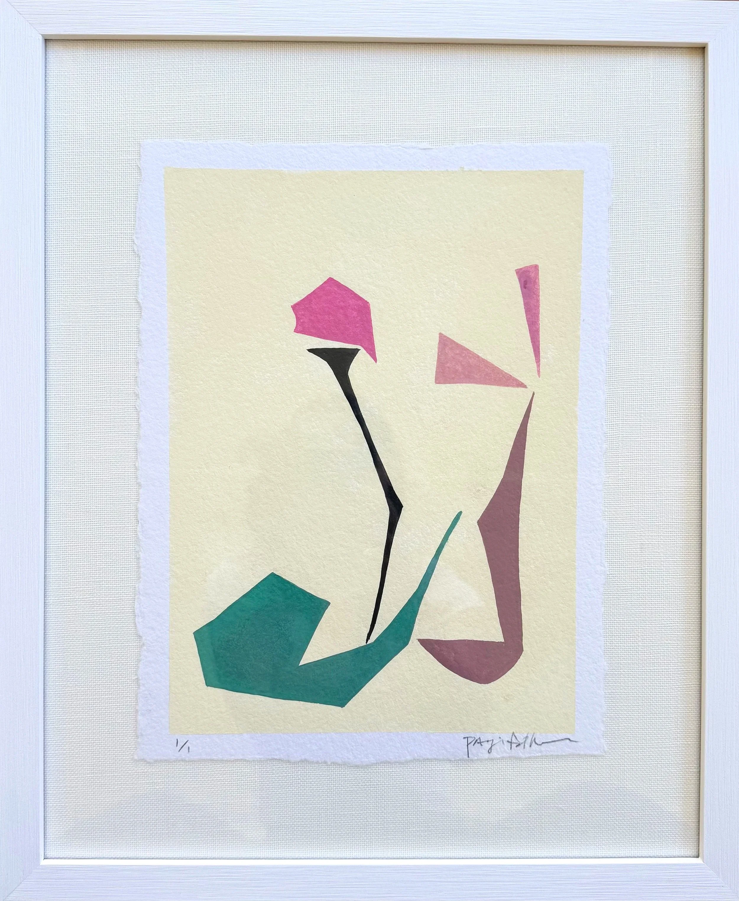 "Geo Flora 2", mixed media on paper, 2026. Available at Paloma & Co. 