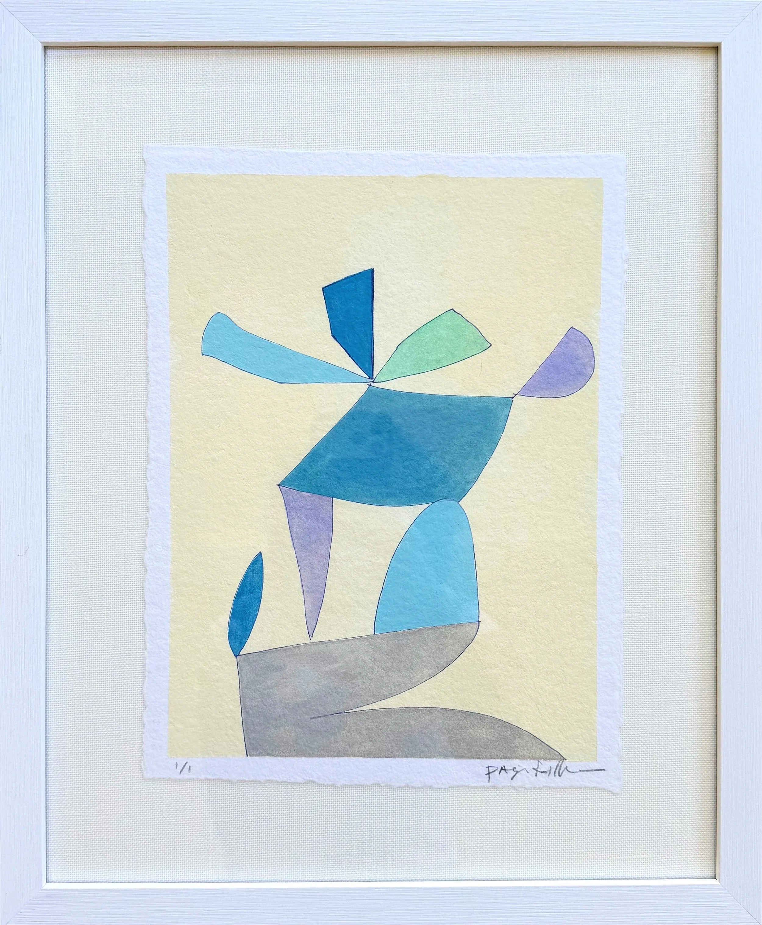 "Geo Play 2", mixed media on paper, 2026. Available at Paloma & Co. 