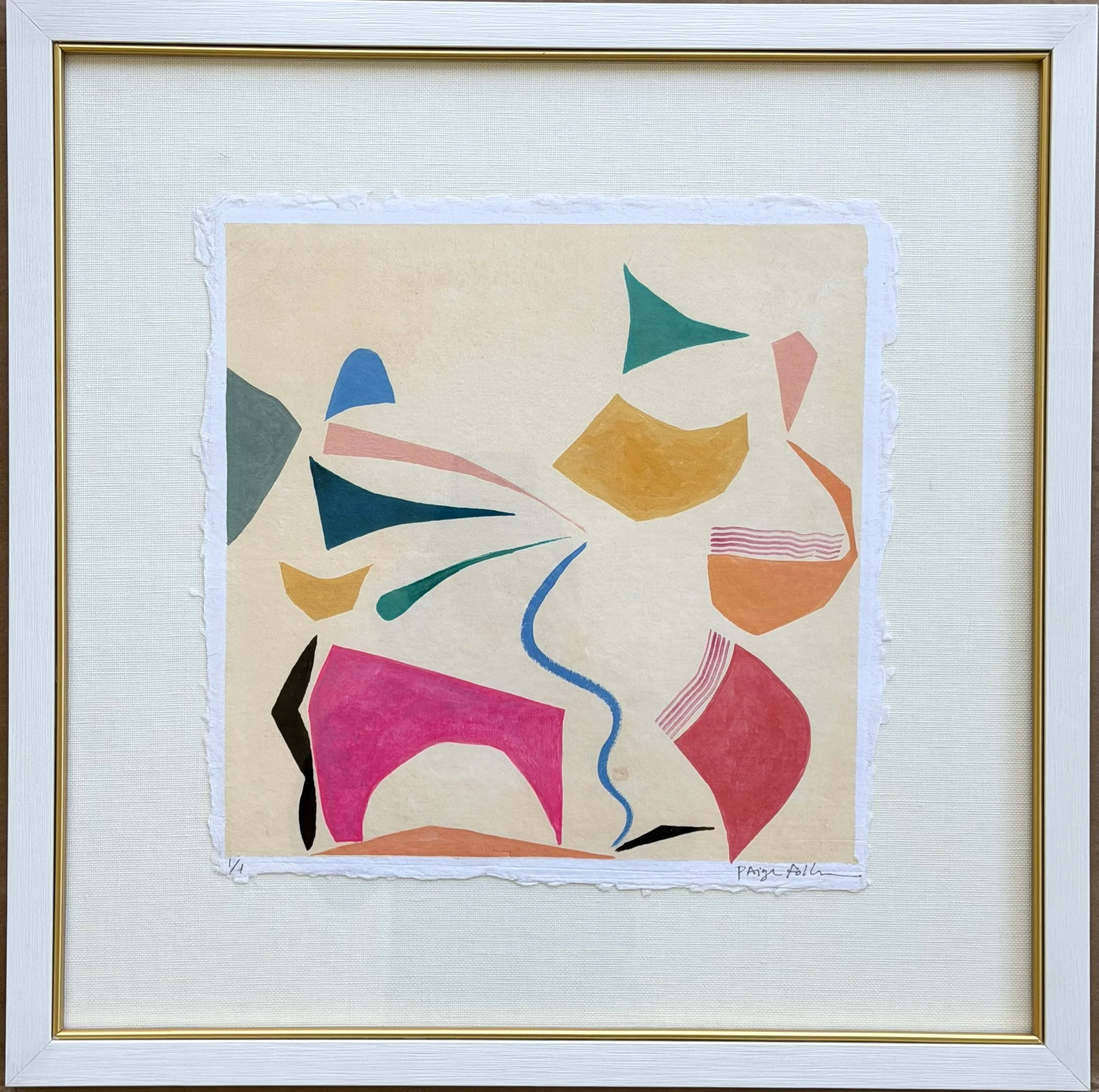 "Rosette 5 ", 20 x 20 inches framed, mixed media on handmade paper, coming soon to Anne Neilson Fine Art.