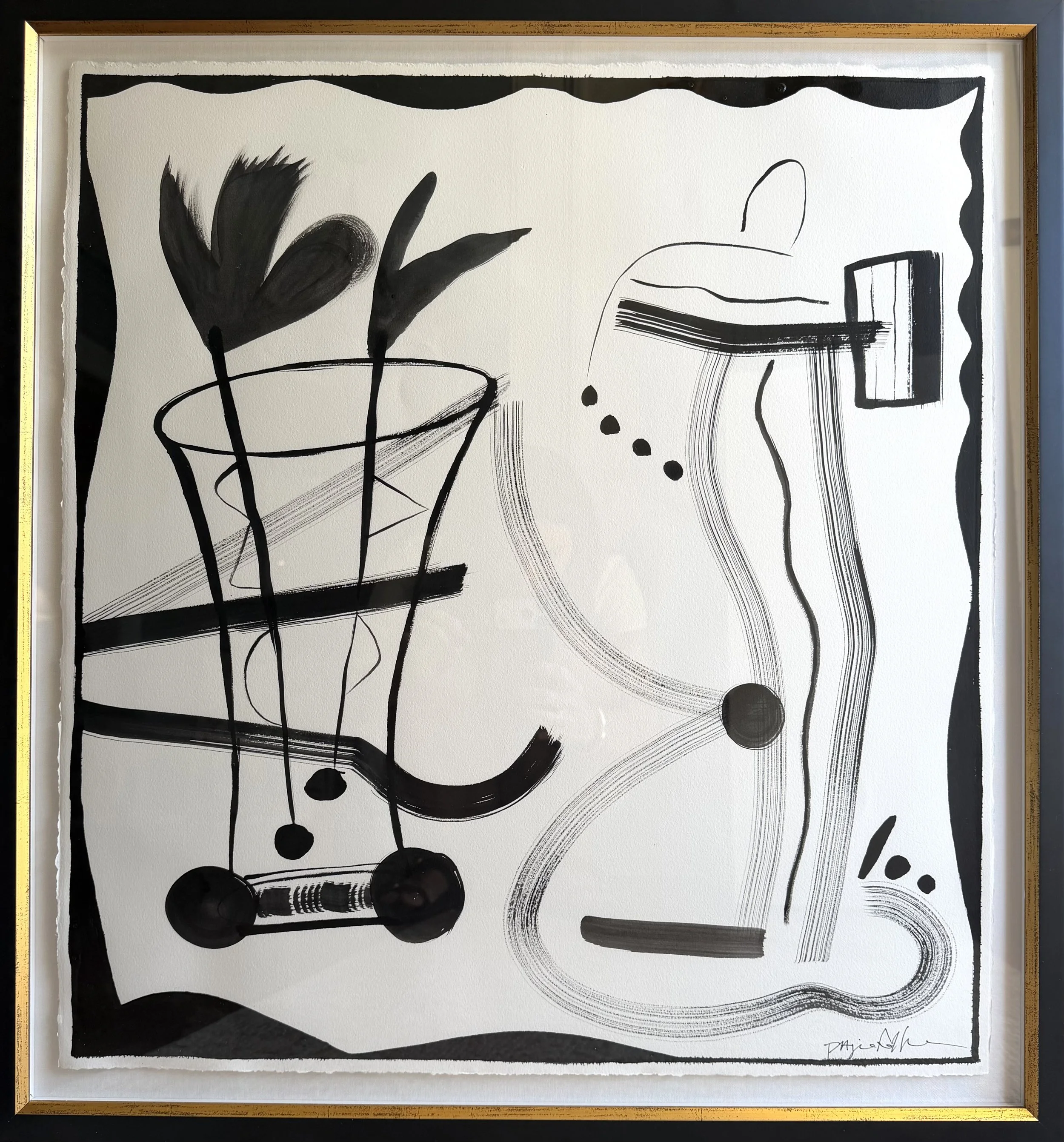 "Modern Principle 8", 25.5 x 27.25 " framed, ink and acrylic, 2026. SOLD 🔴 