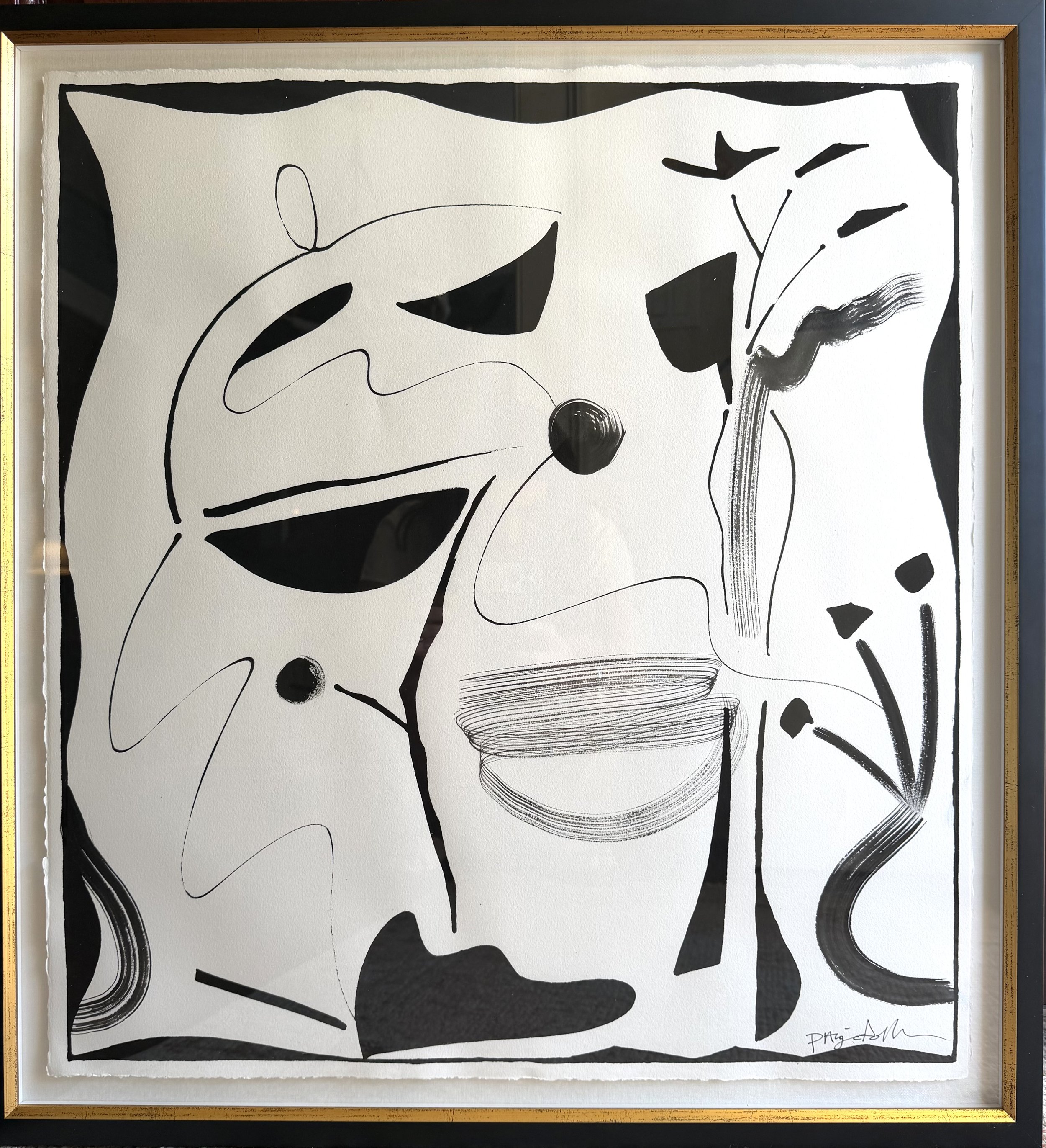 "Modern Principle 7", 25.5 x 27.25 " framed, ink and acrylic, 2026. AVAILABLE