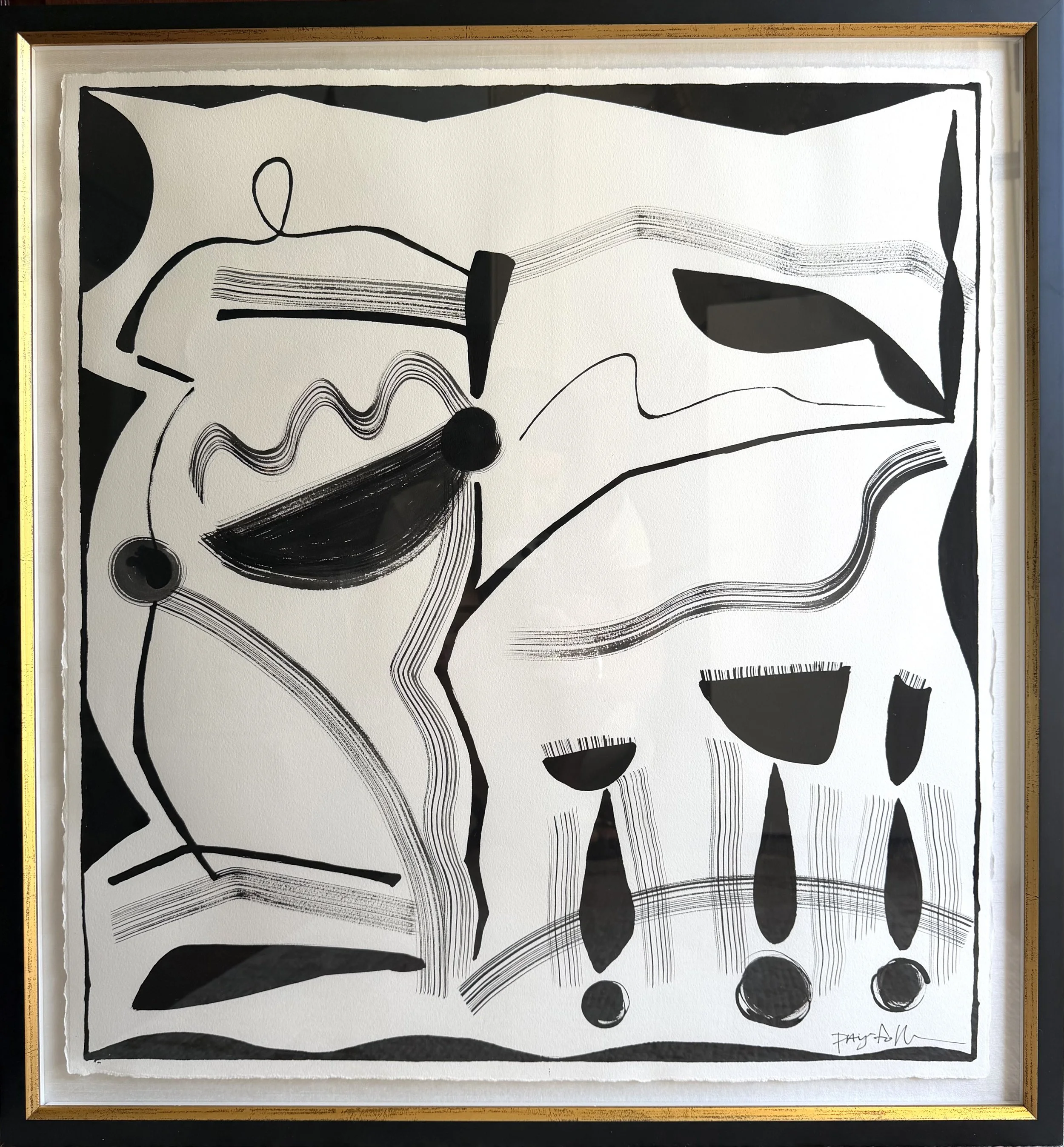 "Modern Principle 9", 25.5 x 27.25 " framed, ink and acrylic, 2026. SOLD 🔴 