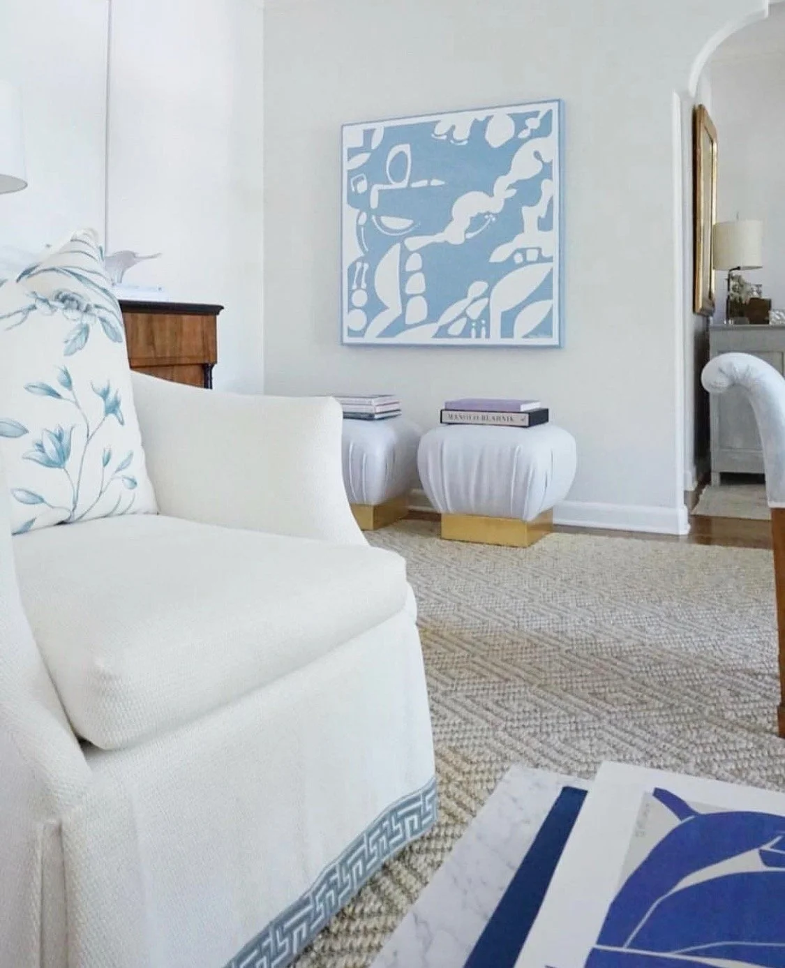 "Blue Figurative Scene", 48 x 48 inches, mixed media on canvas, 2018. SOLD