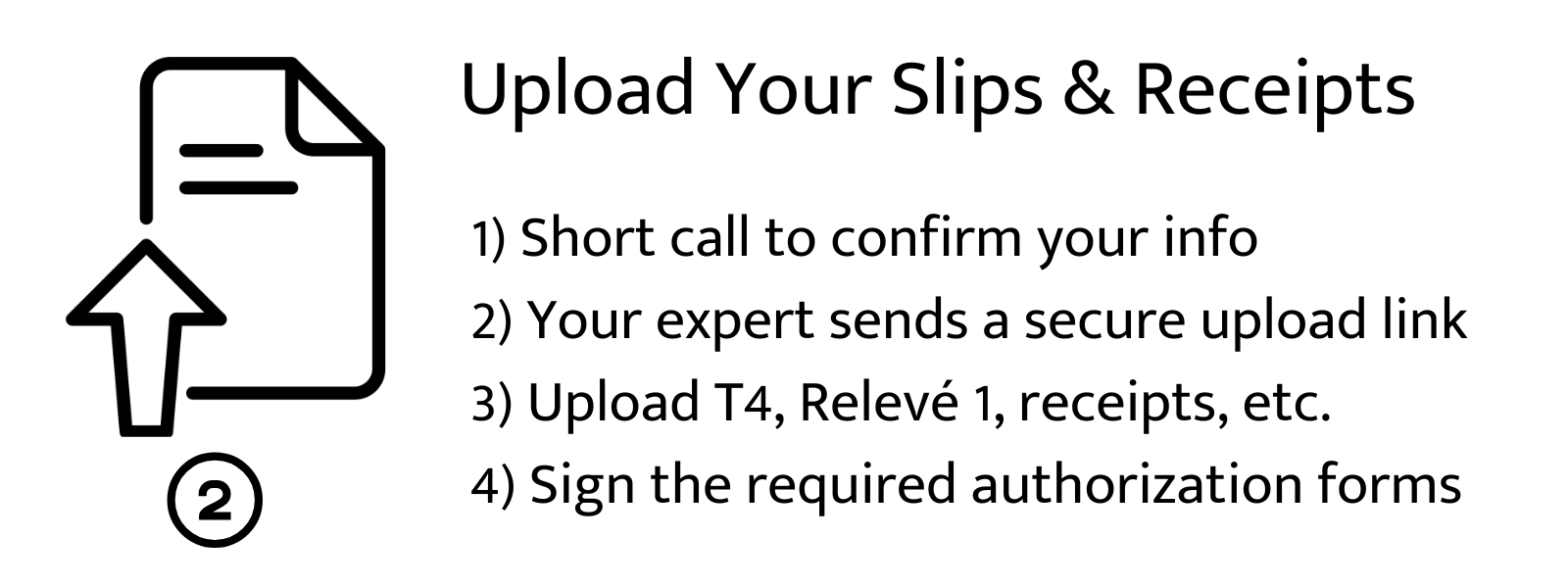Upload icon showing slips and receipts submission for online tax filing Canada.
