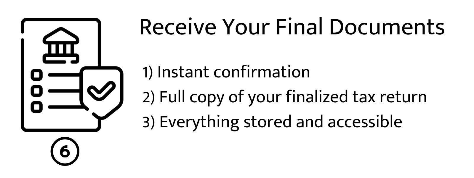 Document and shield icon showing final tax documents provided in online tax filing Canada.