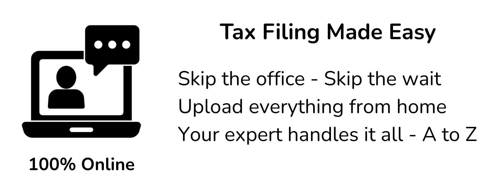 Laptop icon showing Tax Filing Made Easy promoting simple online tax filing Canada.