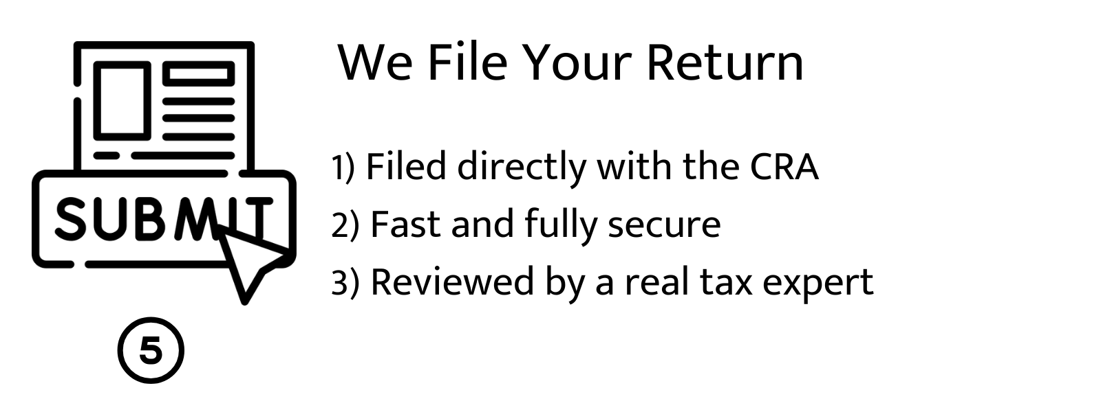 Submit button icon showing tax return filing handled securely in online tax filing Canada.
