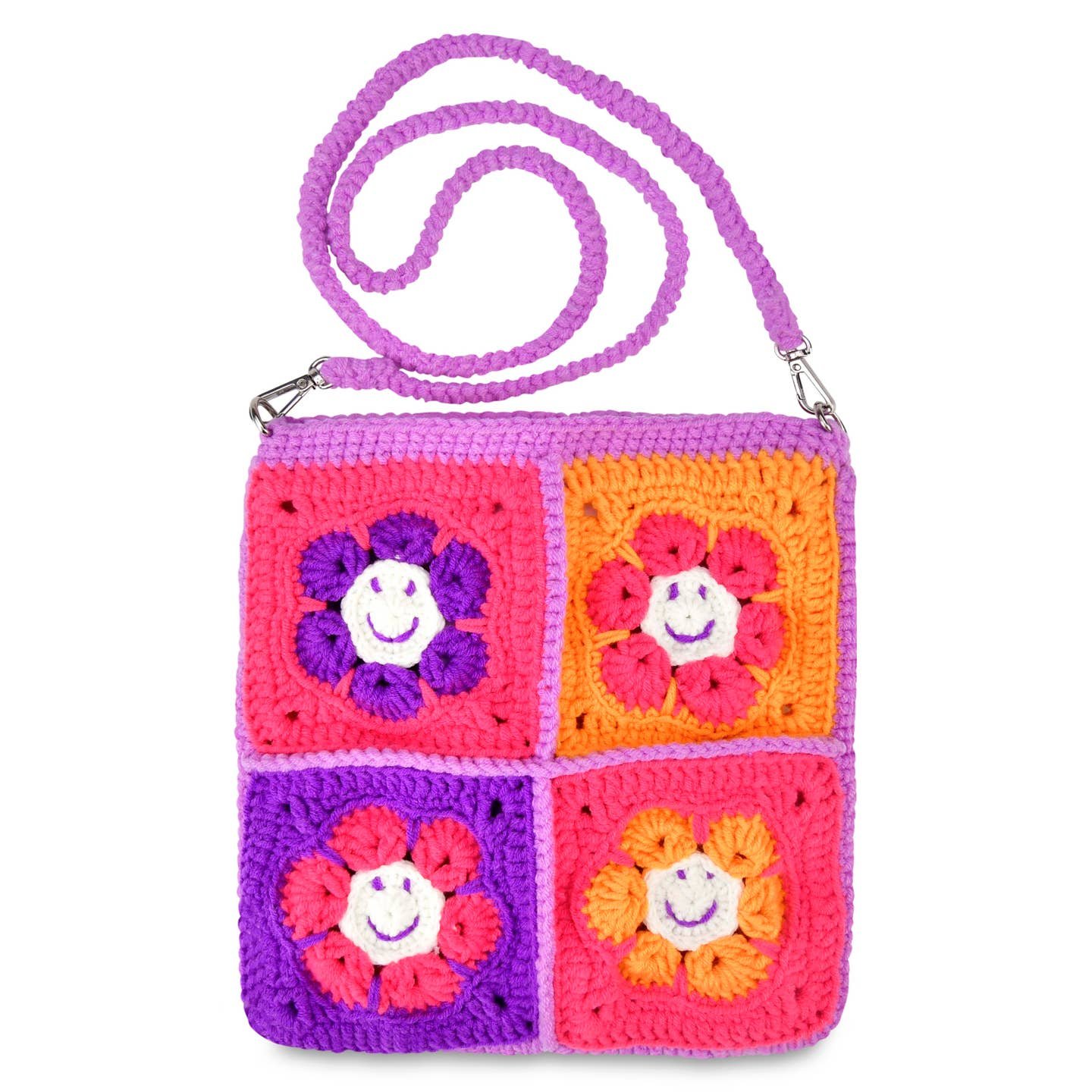 Groovy Smiles Crochet Crossbody Bag