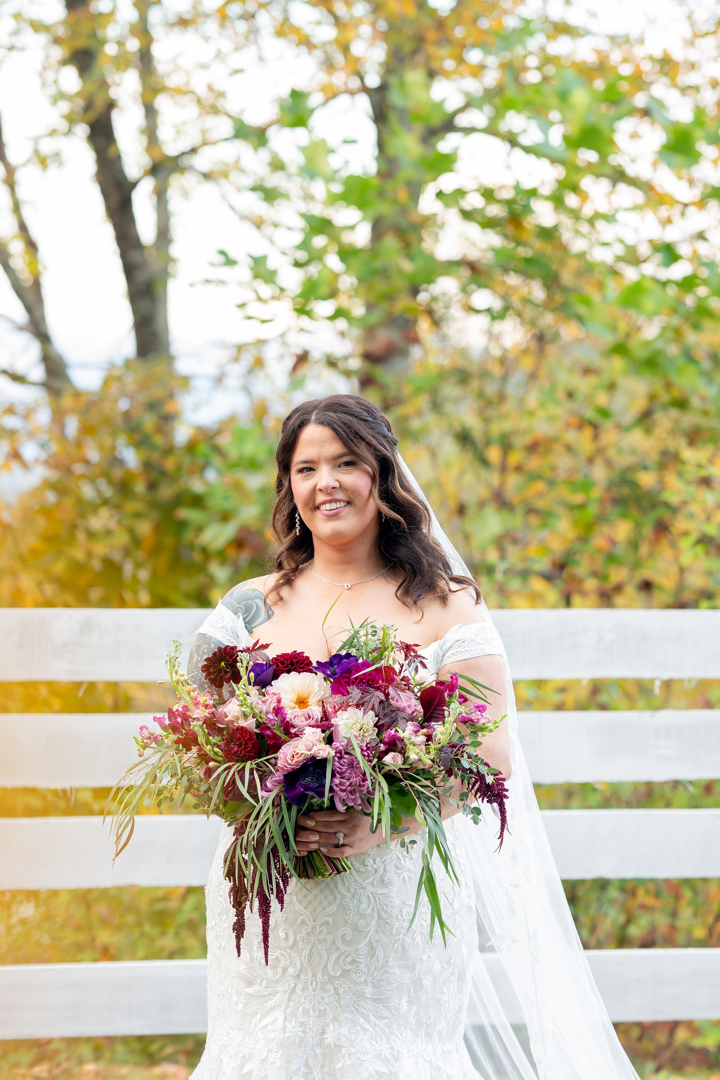 Seasonal flowers wildflower bouquet purple mauve berry wine