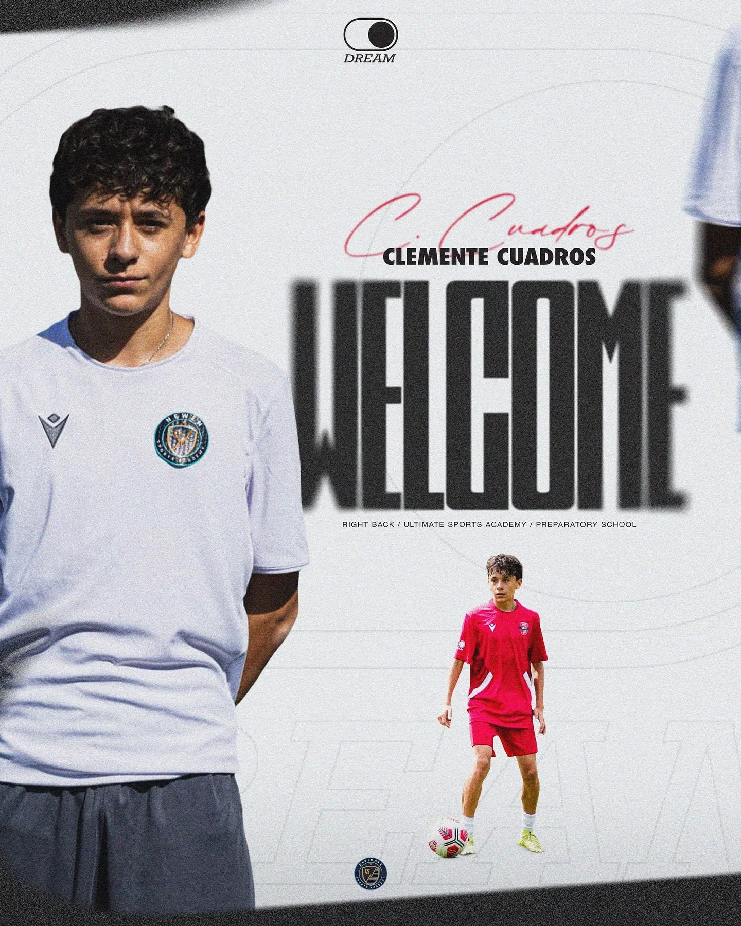 New player ✍️ 🇨🇱 

Nos complace darle la bienvenida a Clemente Cuadros, futbolista de nacionalidad Chilena. ⚽️ 

Clemente es actualmente jugador de @ultimatesportschicureo y se suma a nuestra agencia en busca de continuar su carrera como estudiante