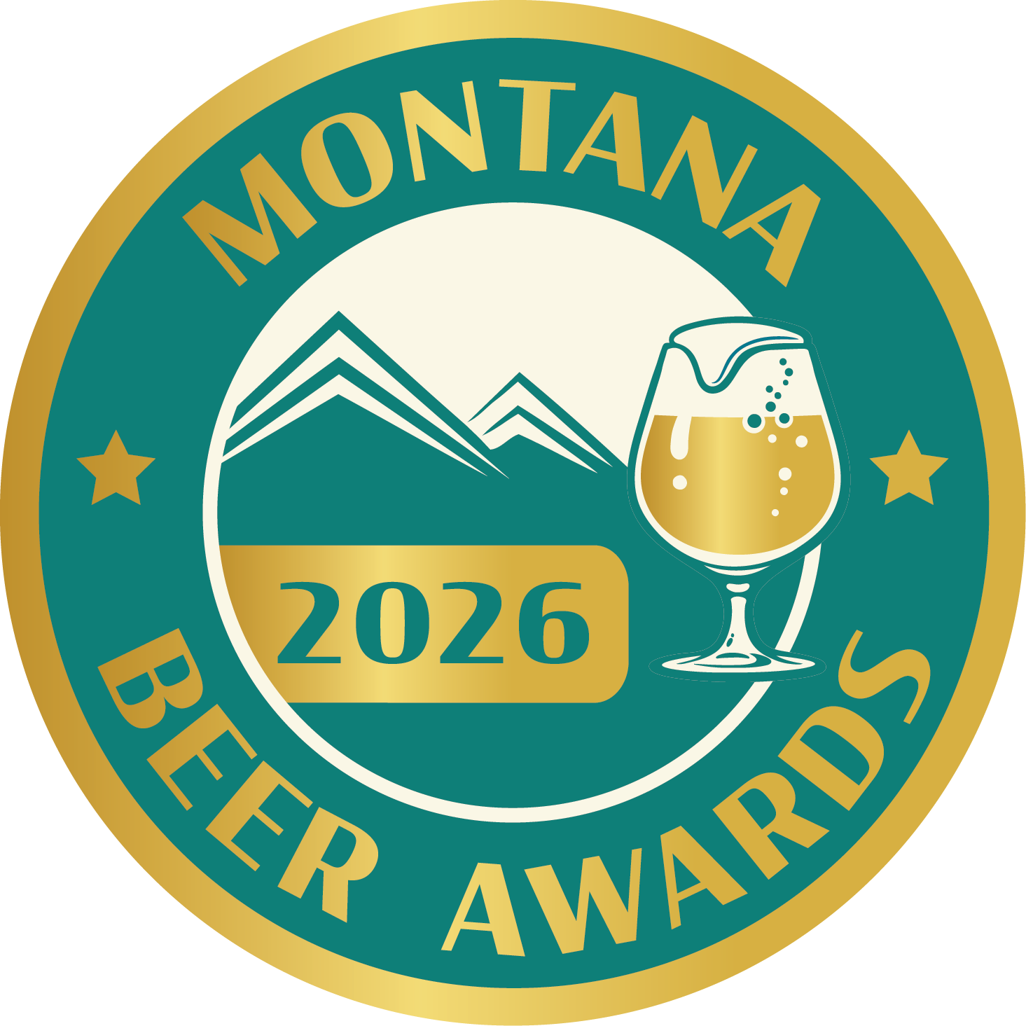 Montana Beer Awards 2026 medal with mountains and a beer glass.