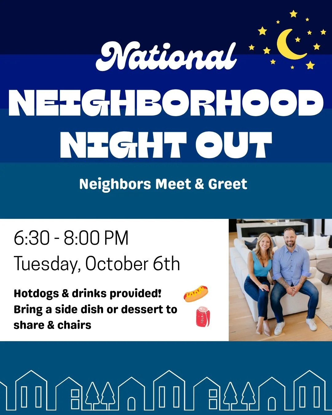 🏡 Our 2nd Annual National Neighborhood Night Out is coming up!

We&rsquo;re excited to once again host a block party right here in our own neighborhood, the Villages at Western Oaks. We&rsquo;ll provide the hot dogs and drinks while our neighbors co