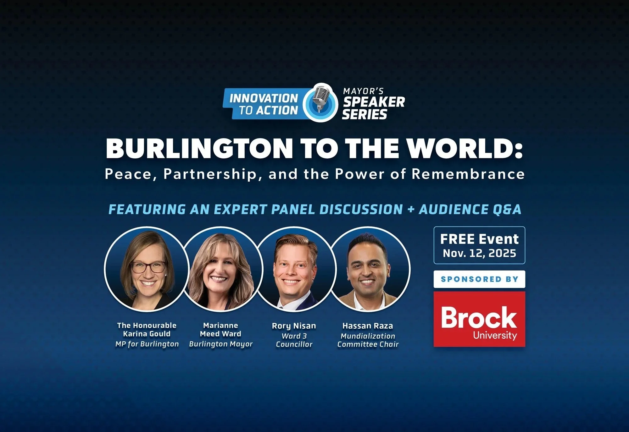 Mayor’s Speaker Series Burlington to the World: Peace, Partnership, and the Power of Remembrance