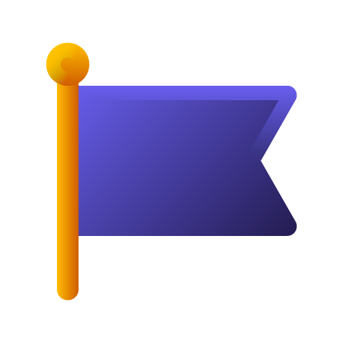 A purple icon of a flag with a gold flag pole.