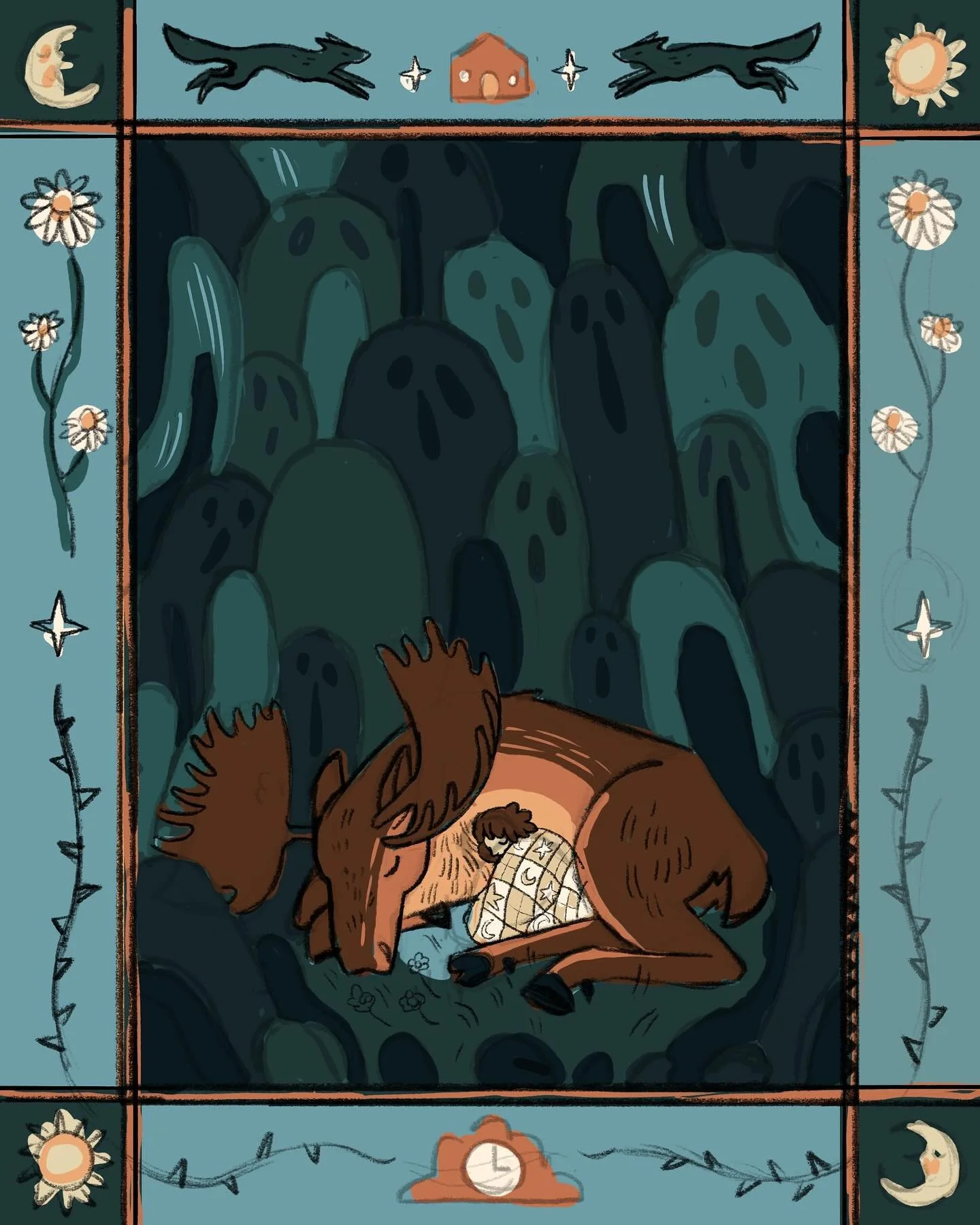 I&rsquo;m working on a new painting ! It&rsquo;s just in the digital mockup phase, and I&rsquo;m still trying to pick a color palette before I add more detail and move to analog. What is your favorite??