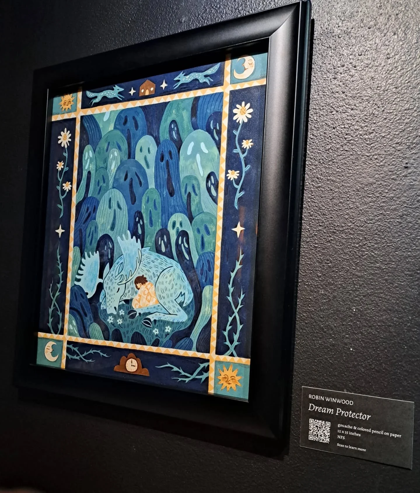 last week, I had the pleasure of having my painting, "Dream Protector" in @thecopperwolf 's Deep Sleep art show!!
I am beyond grateful 🥰❤️