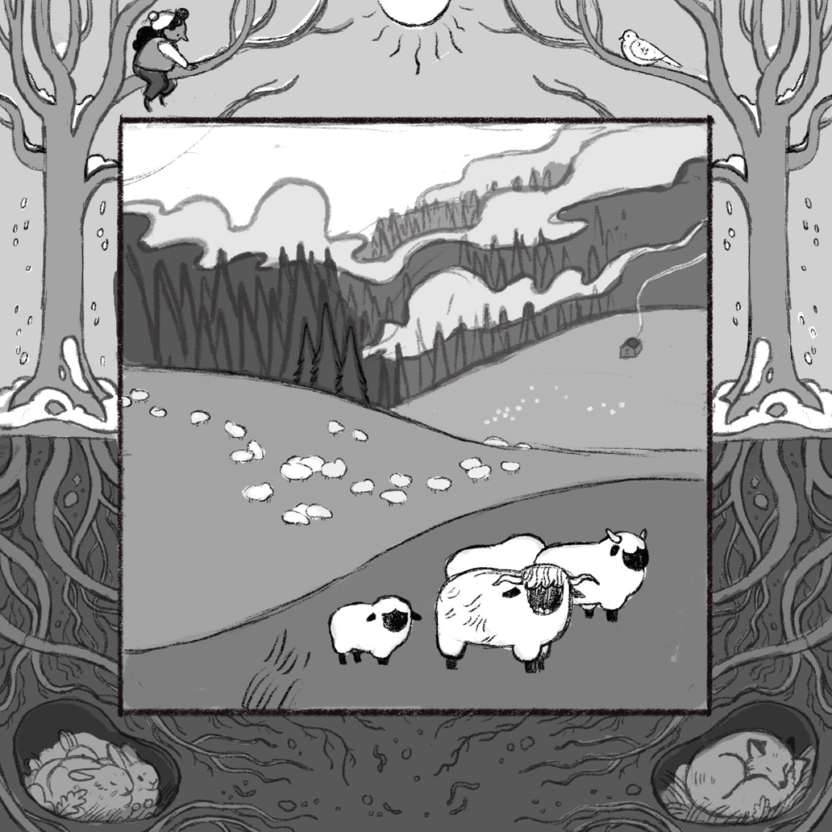 New sketch :) January themed painting, a little late