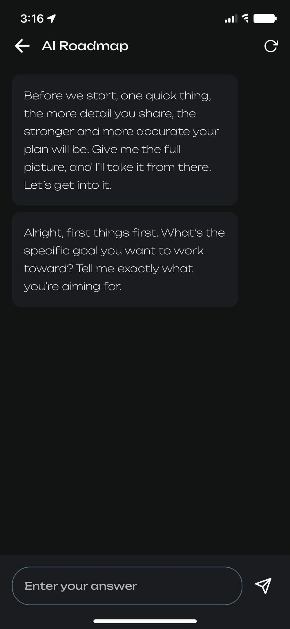 AI Roadmap intake conversation
