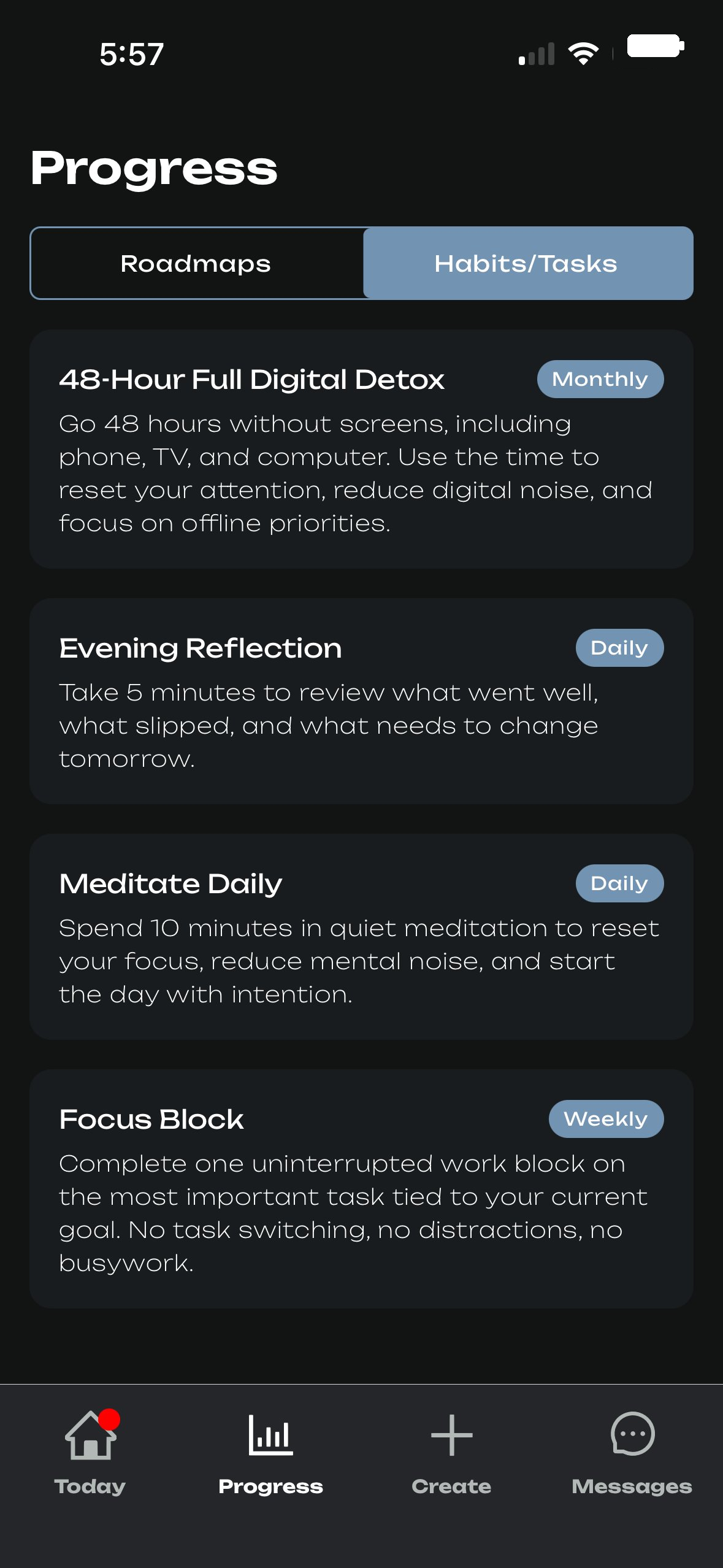 Habits view