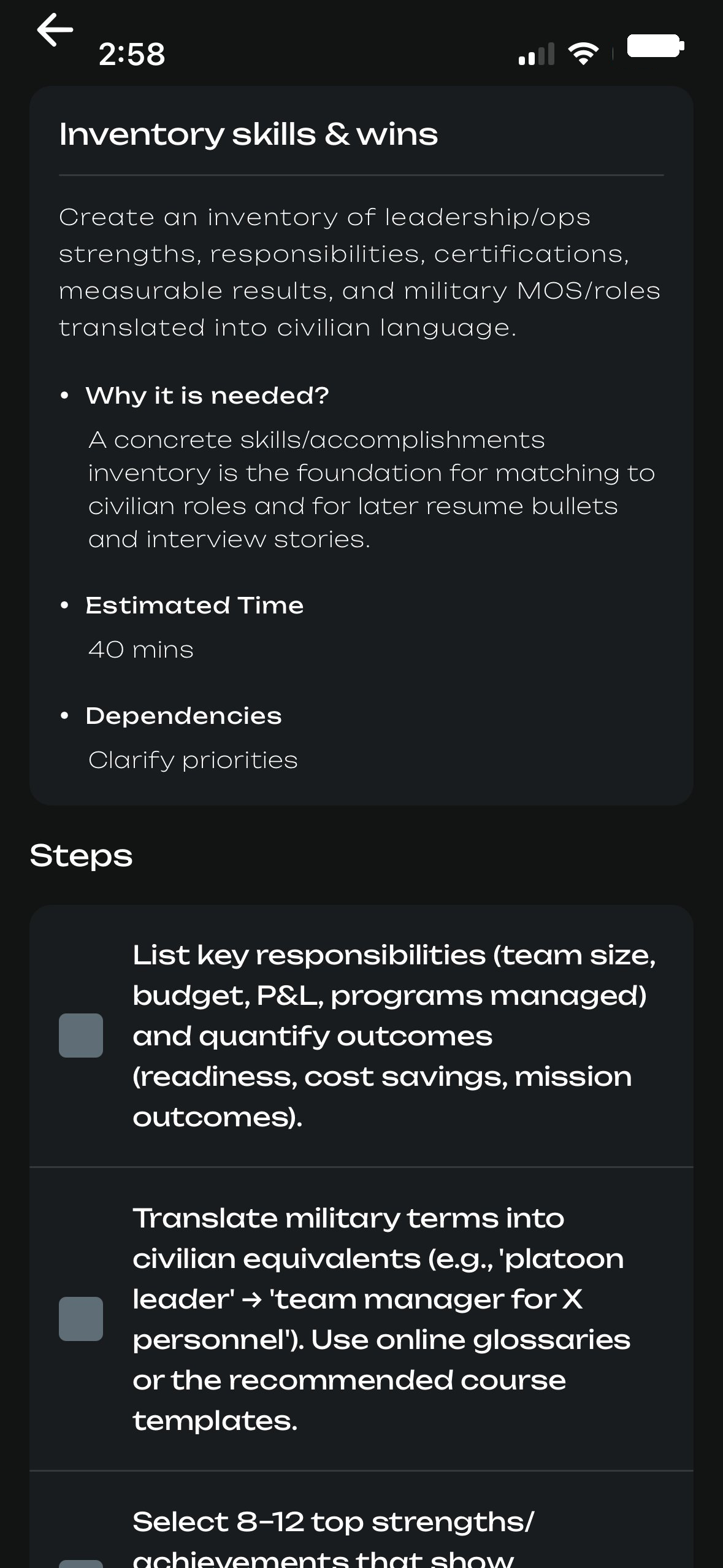 Task detail