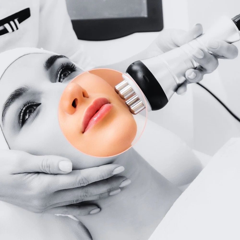 Radio Frequency Skin Tightening: - Lift, firm and tighten loose or ageing skin with gentle radio frequency technology. Ideal for jawlines, necks, arms and more, this non-surgical treatment stimulates deep collagen for visible, natural results.