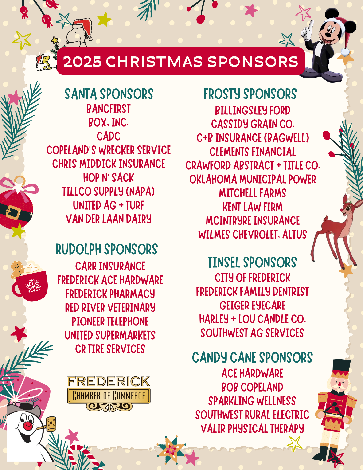 christmas sponsors in frederick oklahoma christmas town