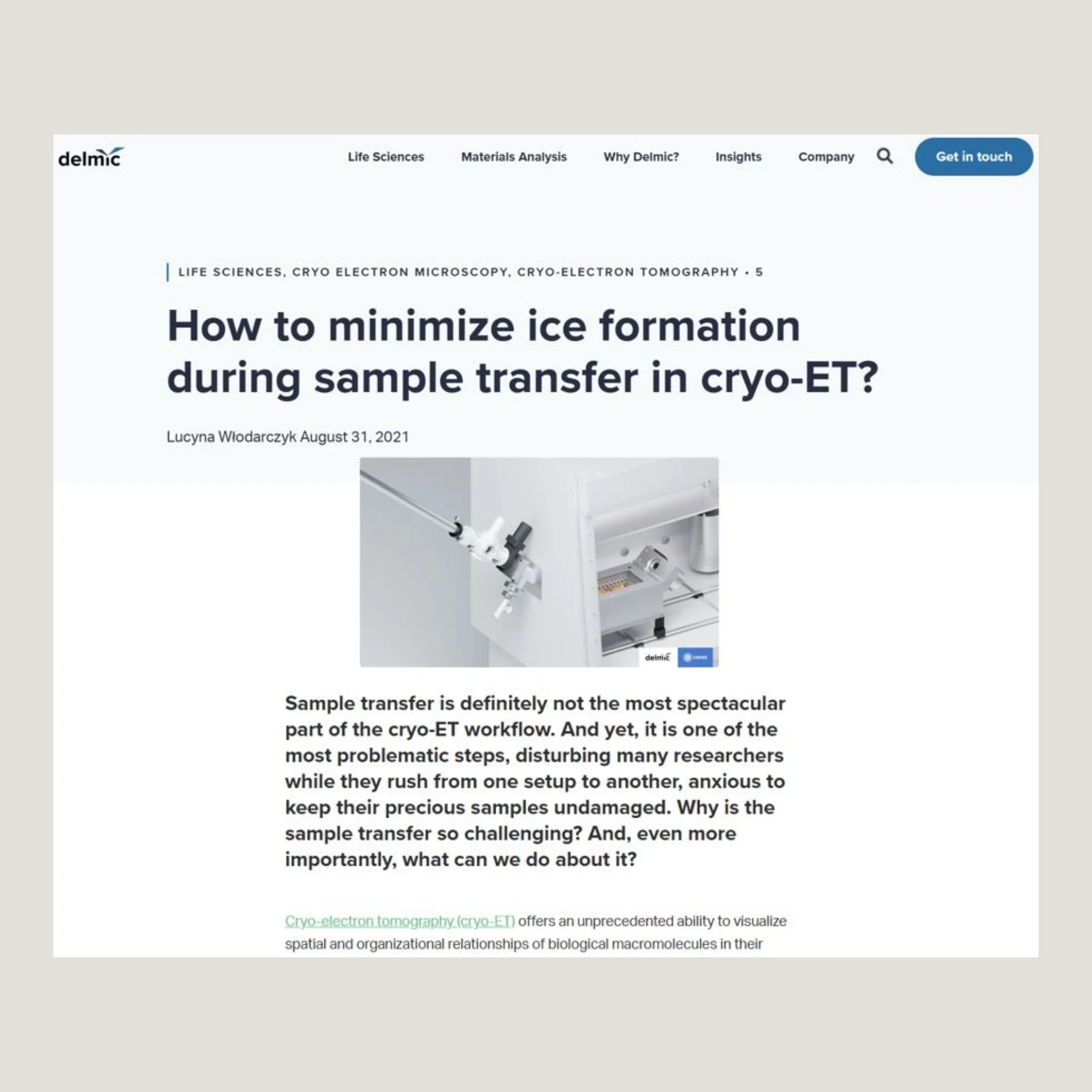 screenshot of a blog post on a client's website