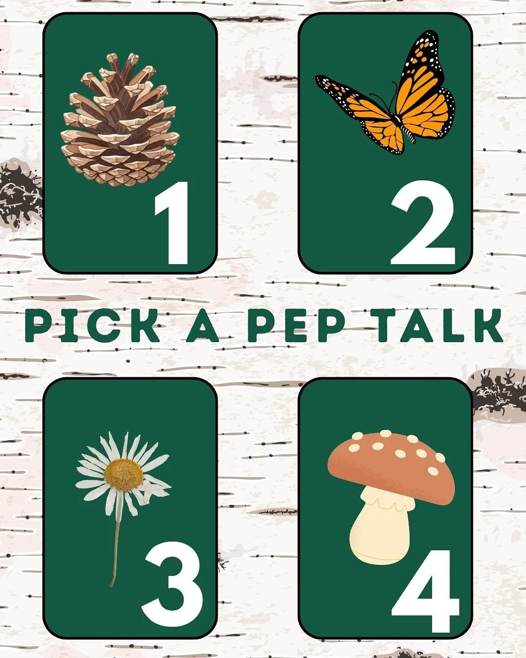 Celebrating release week of my new book WHEN THE BIRCH PEELS (now available on Amazon) with some Oracle-inspired fun. 
It's easy: pick the "card" you are most drawn to today, and scroll to find the message that you are meant to hear right