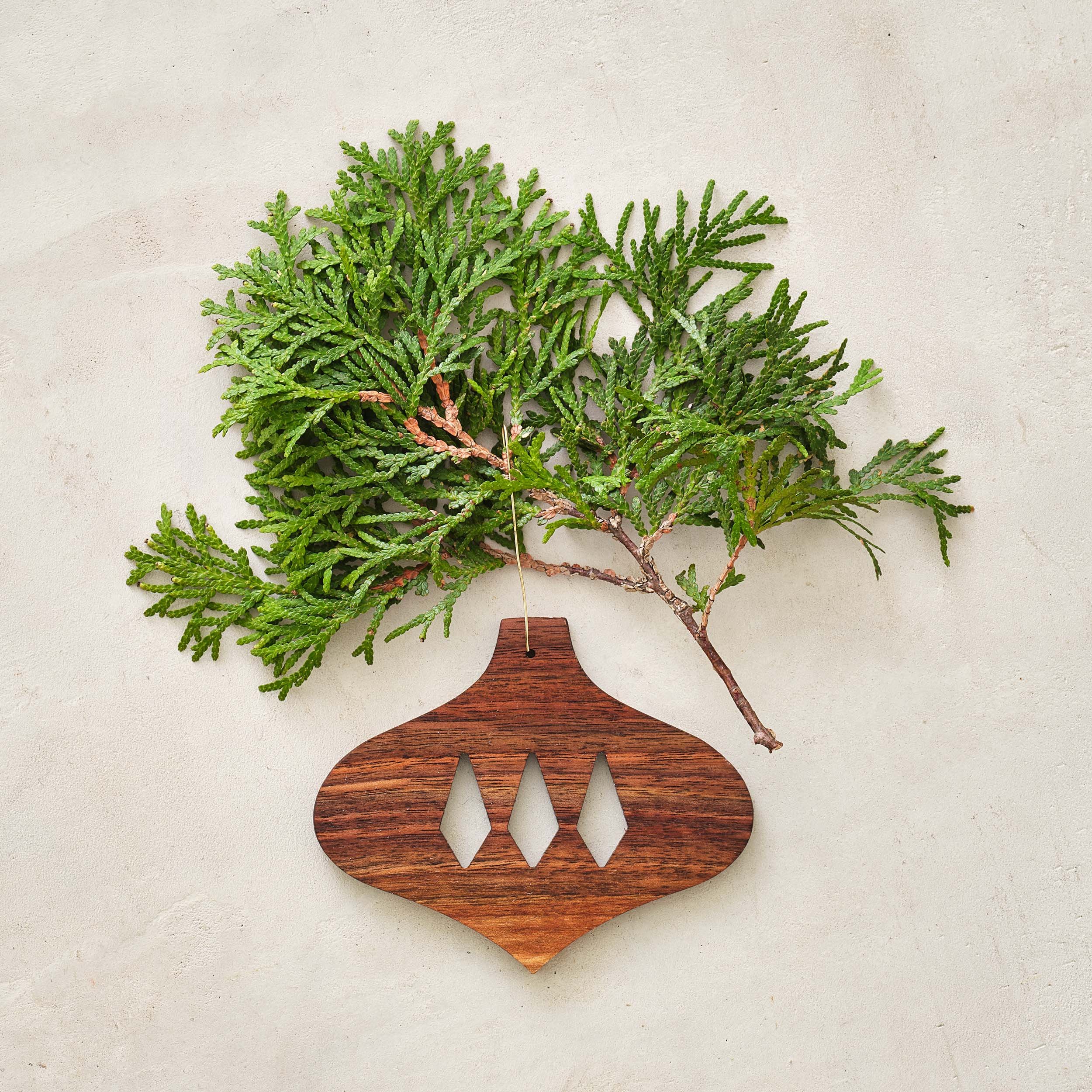 handmade wood mid-century modern bulb ornament in walnut, maple or cherry
