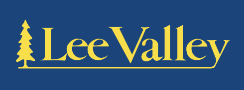 Lee Valley logo with yellow text and a yellow pine tree icon on a blue background