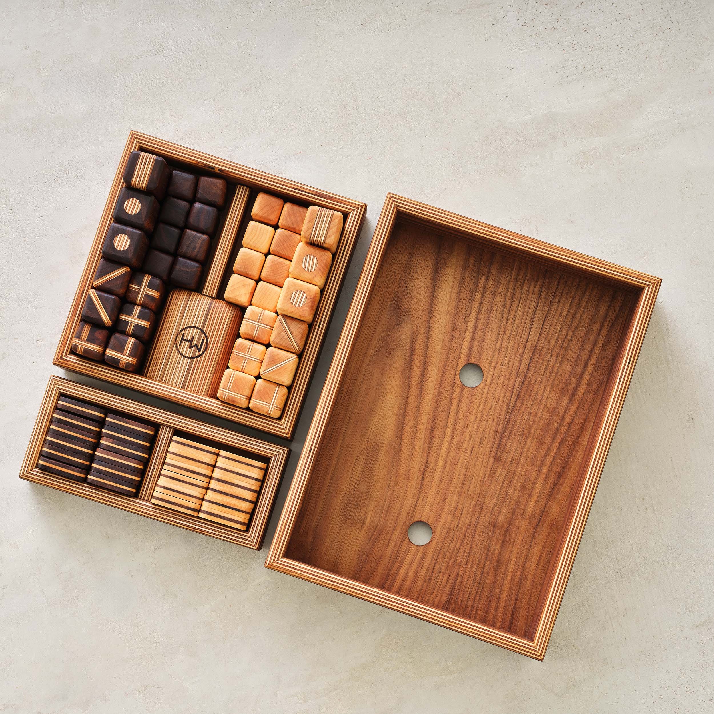 walnut, maple and baltic birch modern chess and checkers set