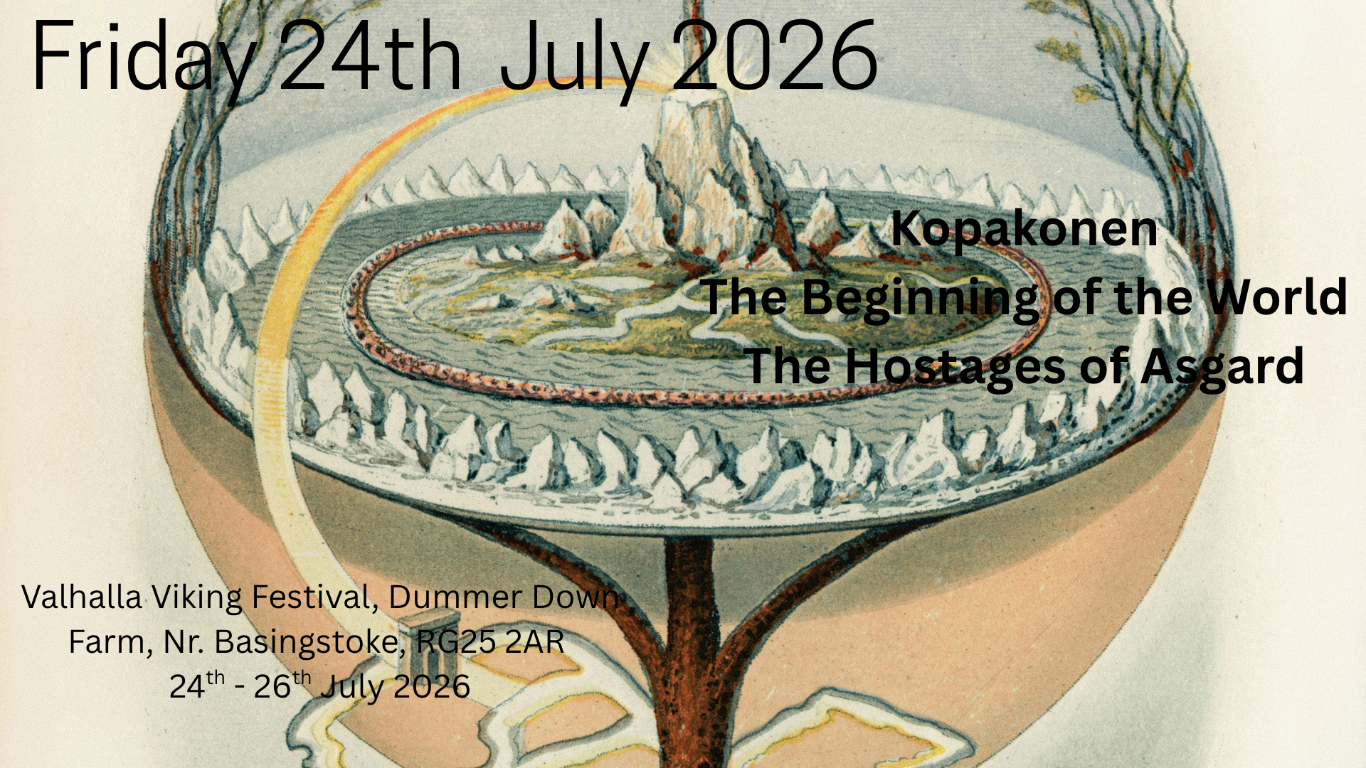 Picture from Boston Public Library of the Norse world tree and information about my upcoming storytelling show at the Valhalla Viking Festival at Dummer Down Farm 24 - 26 July 12026.