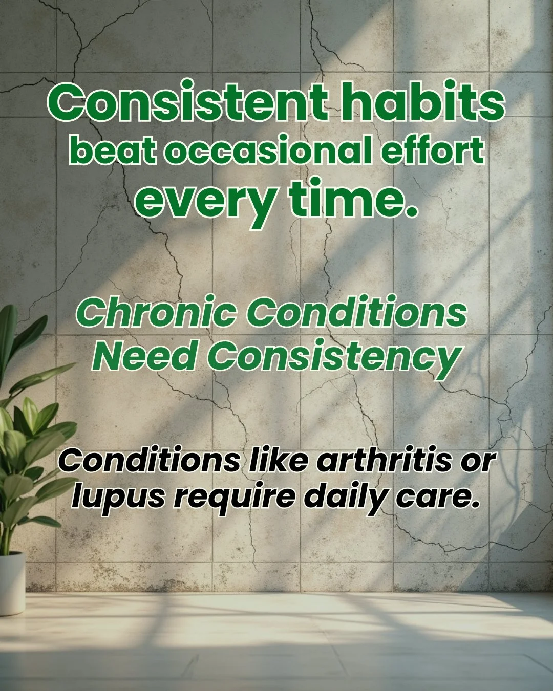 Chronic conditions don&rsquo;t respond to occasional effort.
They respond to consistency.
Small, daily habits make the biggest difference.

A Consistency Tracker builds discipline and shows the power of small, repeated actions.

Choose one small heal