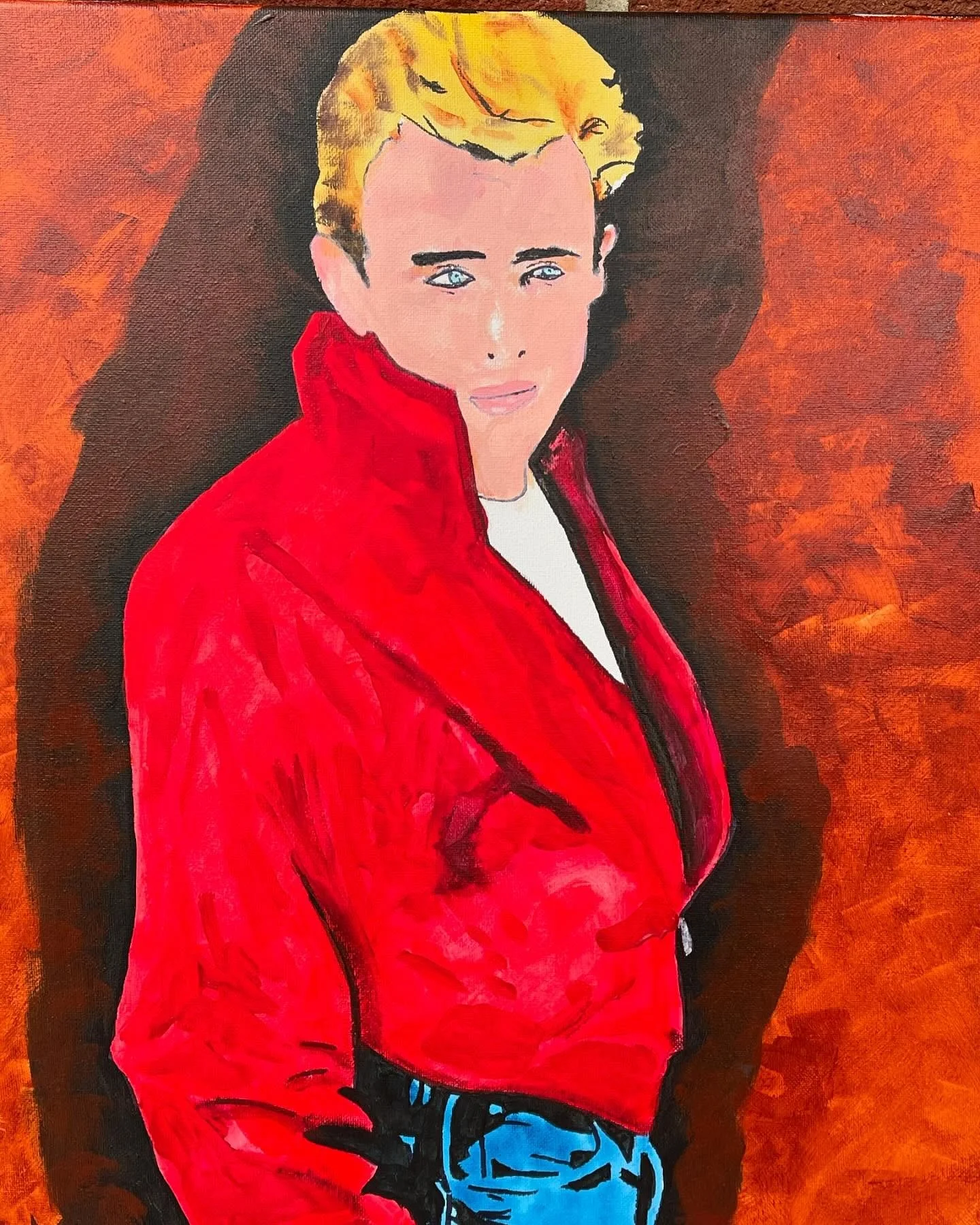 A new piece showcasing the classic Hollywood icon, James Dean in his trademark red jacket and squinting eyes. Comment below your favorite film in his short career. DM if you are interested in purchasing this piece or any others we have available. #ja