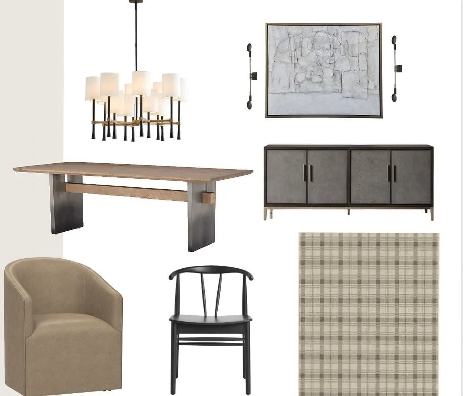 The cooler morning weather and leaves falling from trees is filling me with the best fall vibes. 

Just like this dining room. 

The plaid rug, earthy color scheme, two-toned colors, mixed metals and textures come together in the best kind of way to 