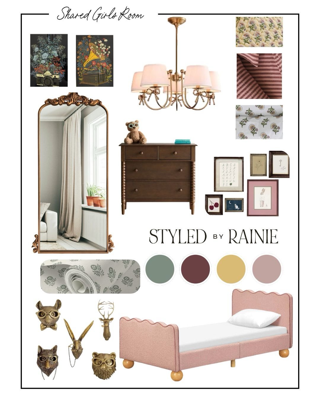 Swipe to see this moodboard come to life through renderings!

This shared girls&rsquo; room is layered with soft color, playful pattern, and timeless details designed to grow with them. Through renderings (by the talented @bakeaman), that vision take