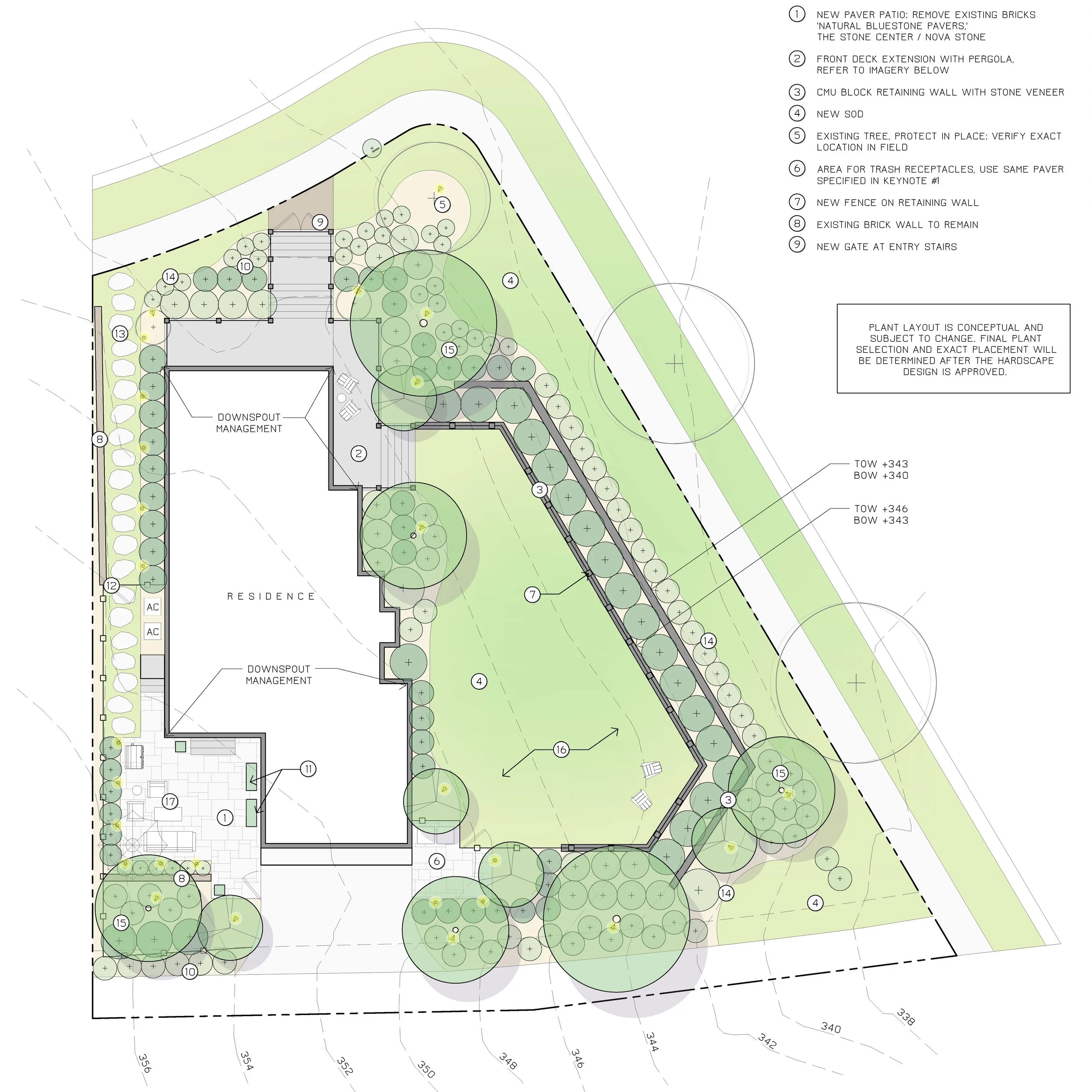 Master landscape and outdoor living space plan in Raleigh, NC