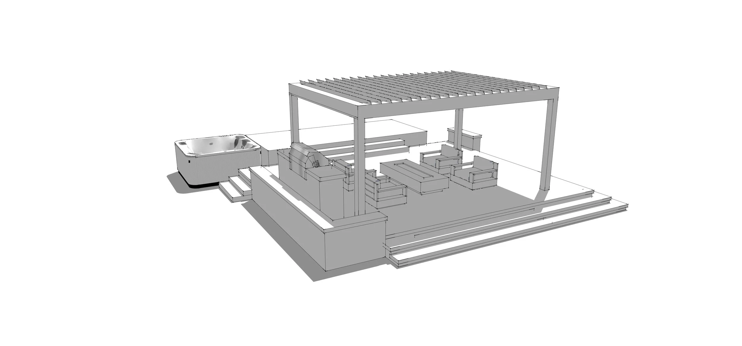 3D study rendering of an outdoor living space in Cary, NC