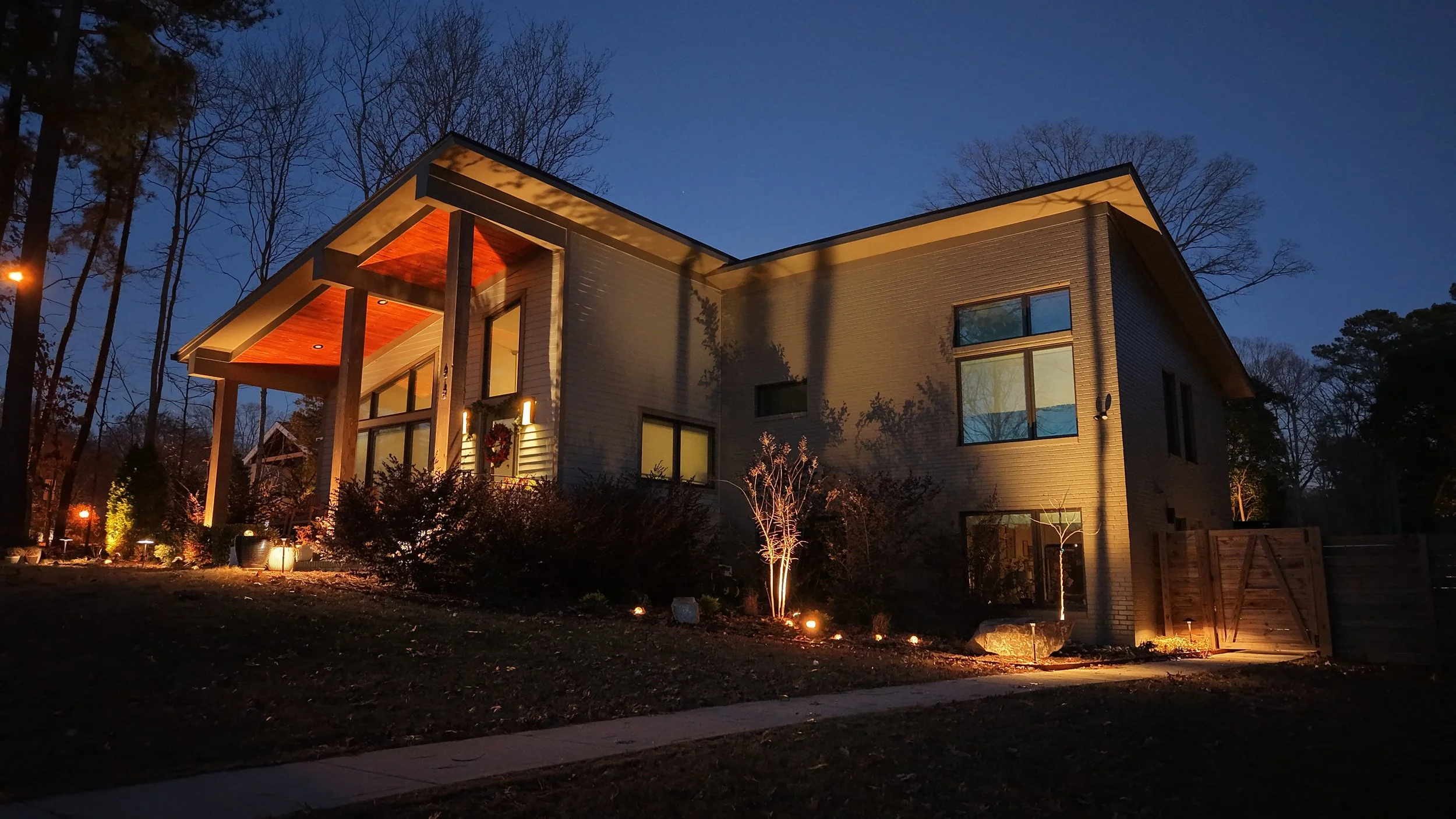 Outdoor lighting and landscaping design in Apex, NC