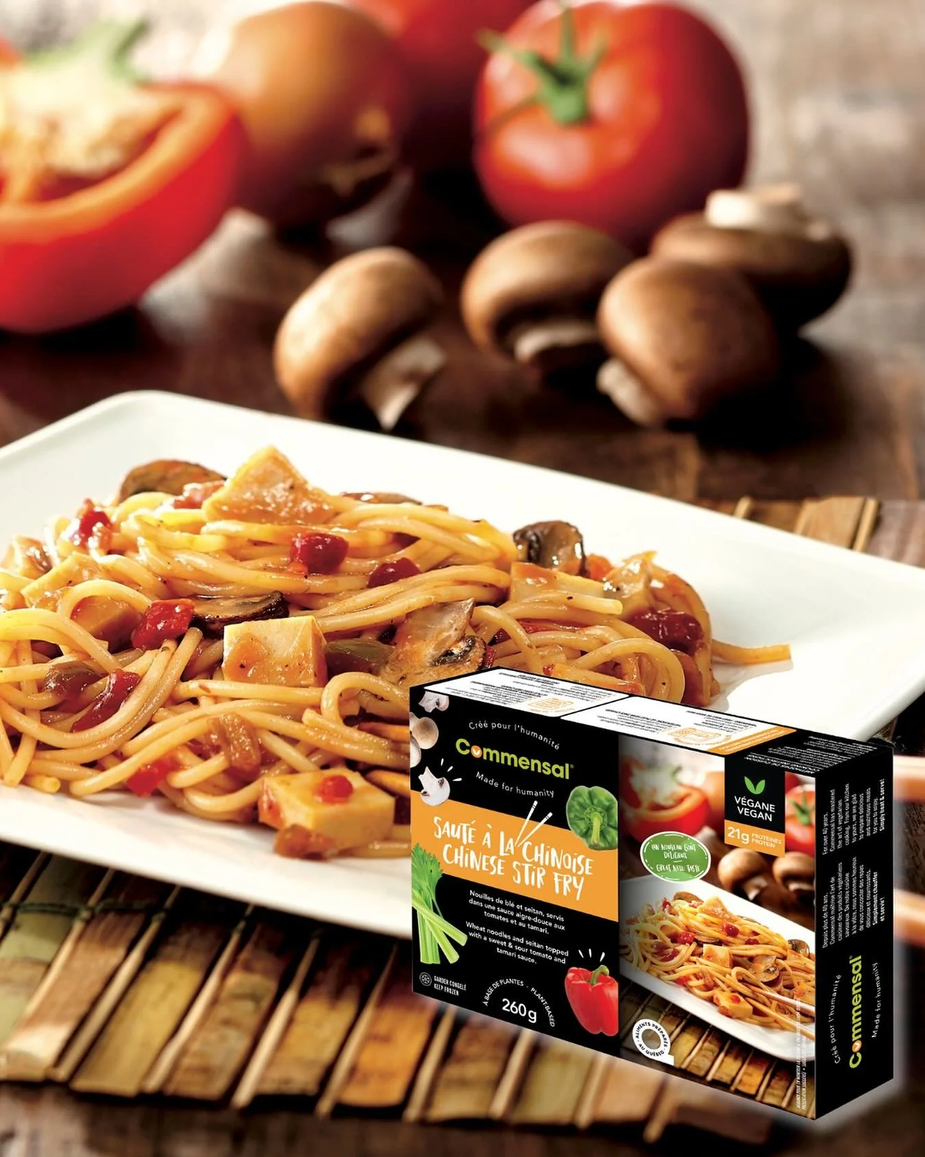 Un saut&eacute; &agrave; la Chinoise rapide, savoureux, et riche en prot&eacute;ines gr&acirc;ce au seitan. Le repas parfait pour les lunchs ou les soirs press&eacute;s.
-

A quick, tasty Chinese stir-fry packed with protein from seitan. The perfect 