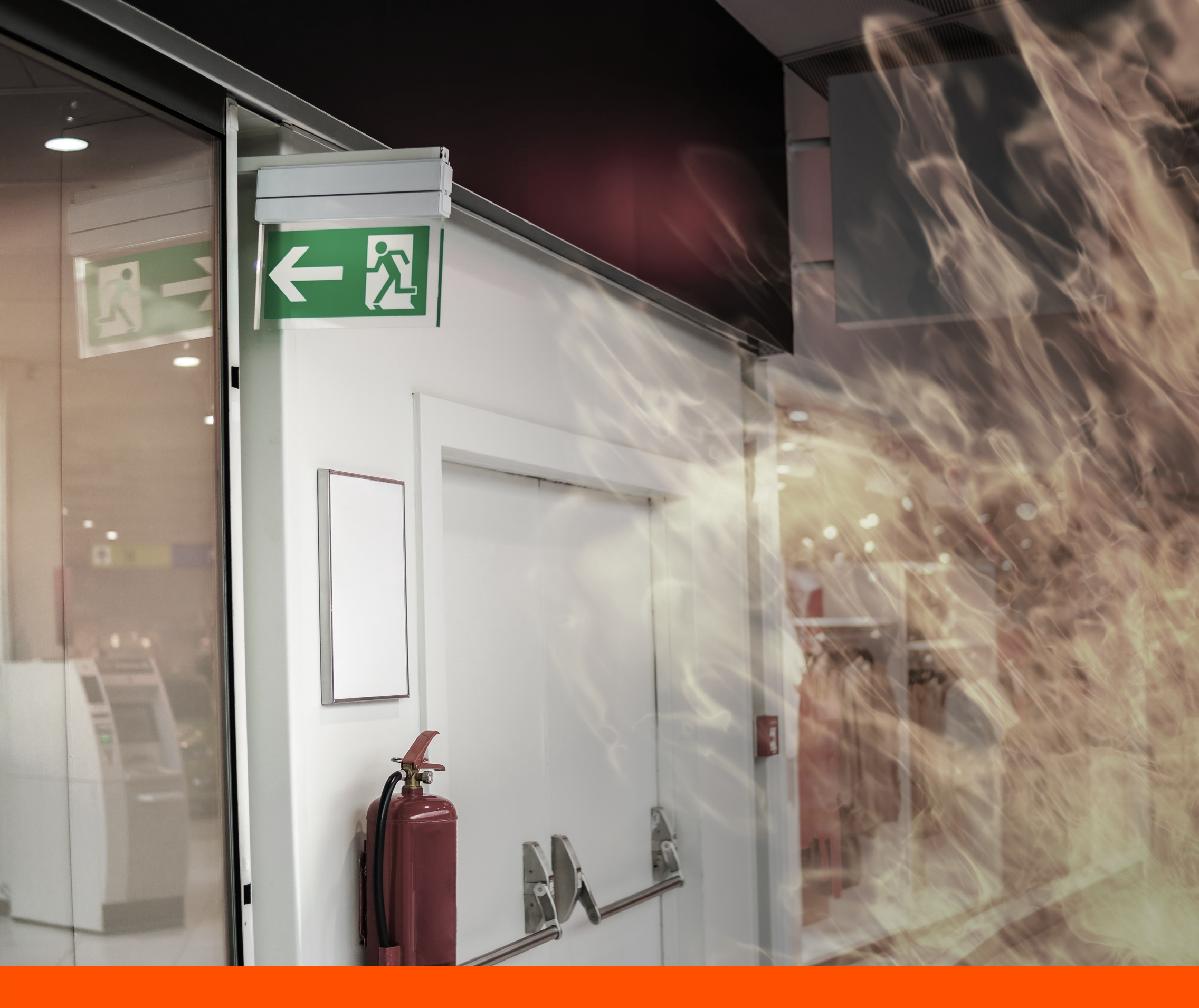 Two fire doors situated in a stair core or lobby.