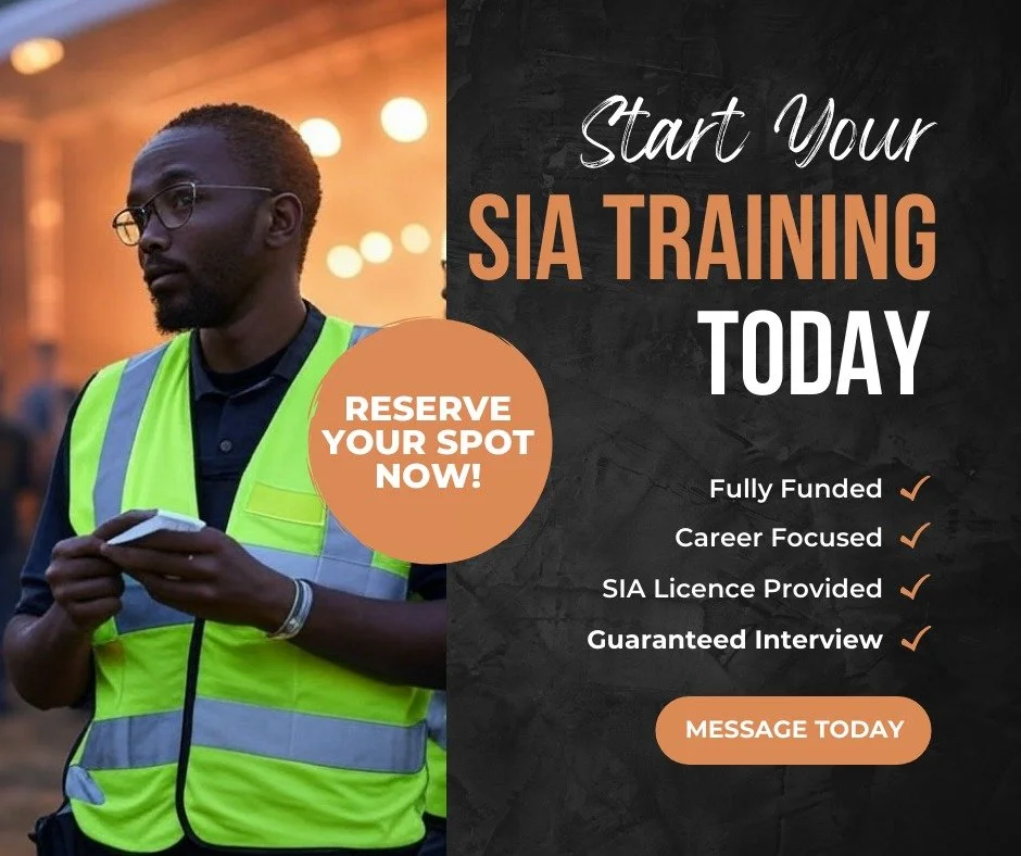 Get Licensed, Get Working!
Join our funded Security Course and get your SIA licence &ndash; fully paid for! 
If you are unemployed or earning under &pound;25,750 you're probably eligible.
Message us now to for more information.