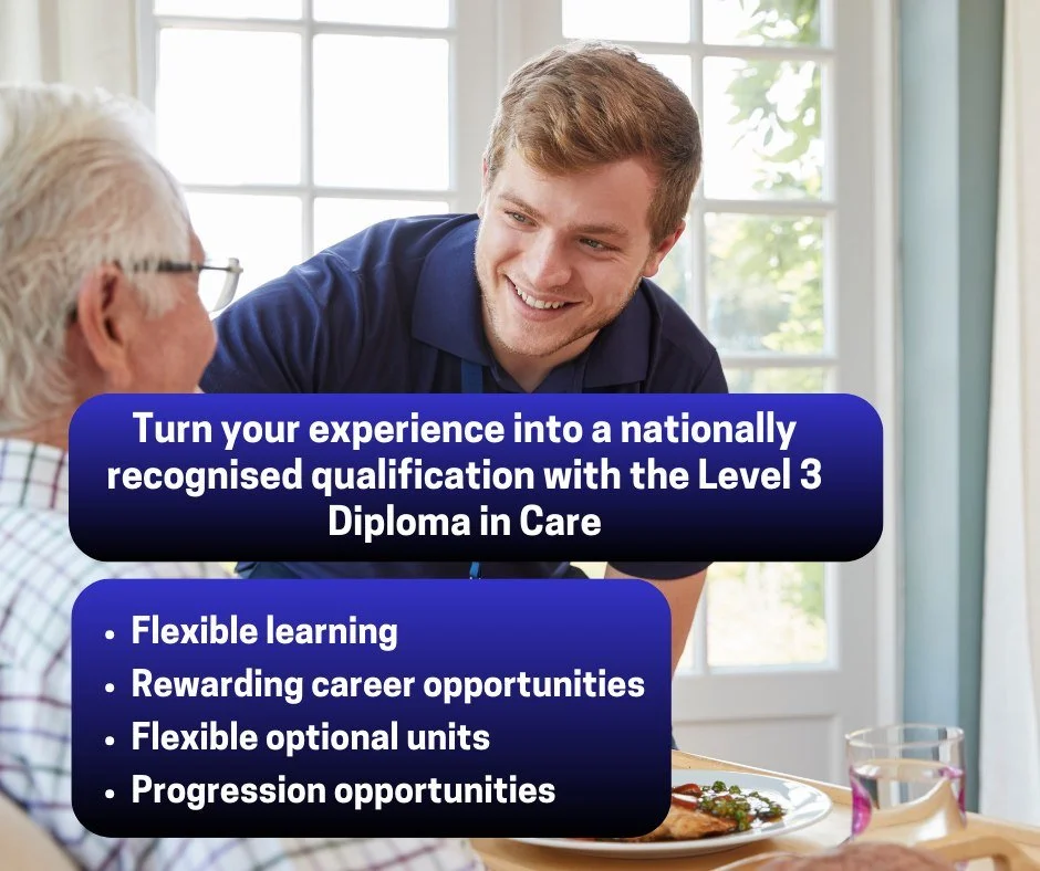 Our funded Level 3 Diploma in Adult Care is designed to help you grow your skills, boost your confidence, and open the door to senior care roles.
✔ Nationally recognised qualification
✔ Fully funded &ndash; no cost to you
✔ Flexible learning around w