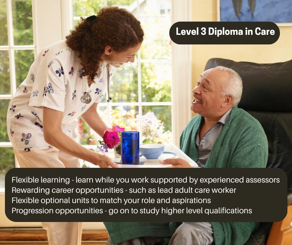 Our funded Level 3 Diploma in Adult Care is designed to help you grow your skills, boost your confidence, and open the door to senior care roles.
✔ Nationally recognised qualification
✔ Fully funded &ndash; no cost to you
✔ Flexible learning around w