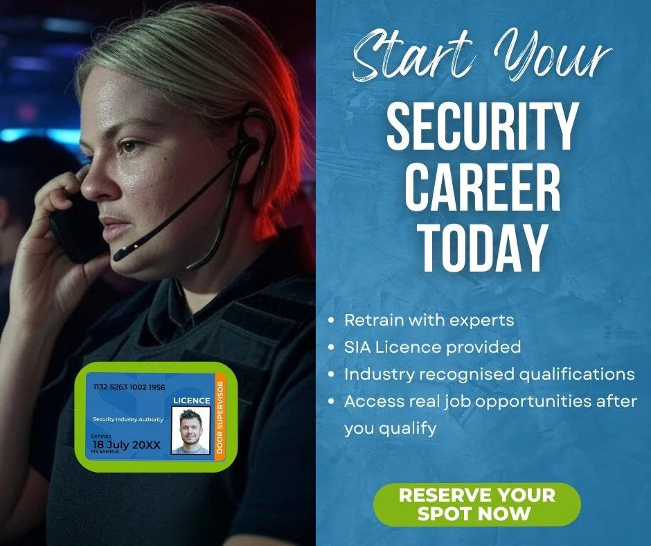 Start your security career with the right training and licence support.

Our funded Security course helps you retrain or enter the sector with industry recognised qualifications and your SIA licence included. You will gain the knowledge and practical