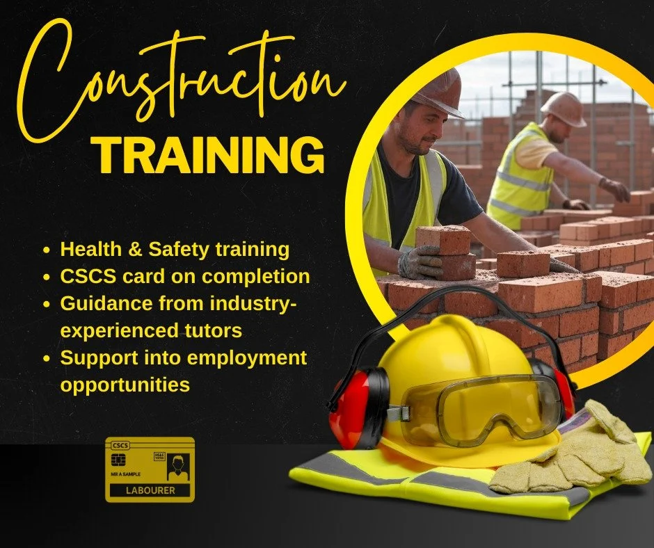 Our funded Construction Course is designed to help you gain the skills, knowledge and qualifications needed to begin working in the construction industry.

You&rsquo;ll complete essential Health and Safety training, achieve your CSCS card and learn f