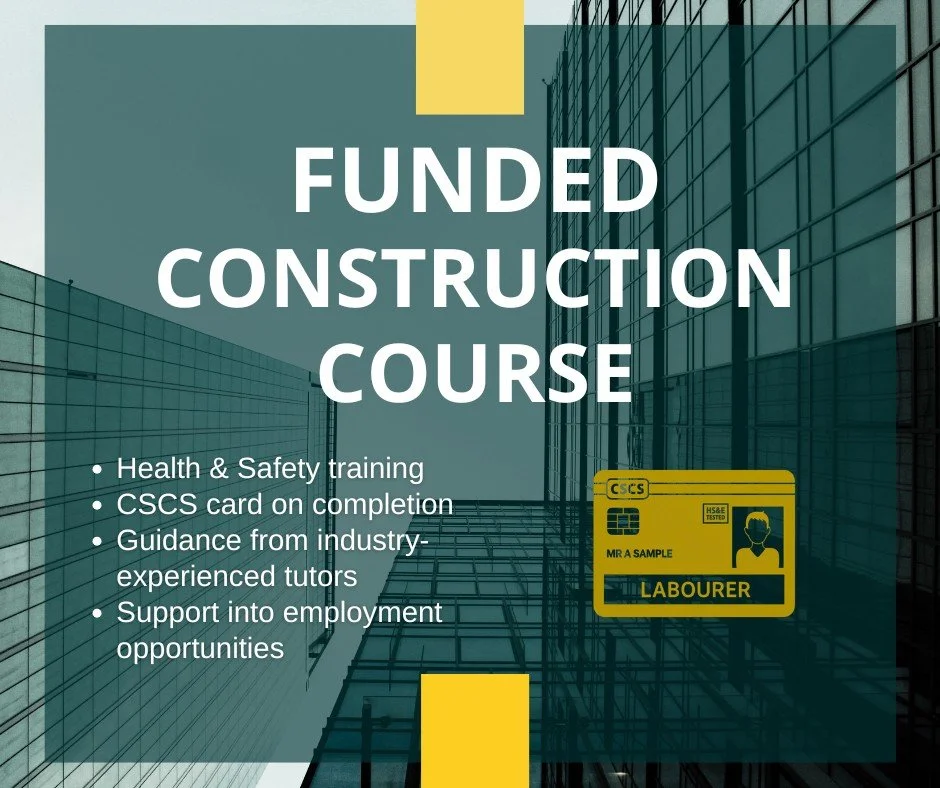 Funded Construction Course

Get the skills, qualifications and support you need to start working in construction.

No experience needed. Just commitment to get started and follow it through.

Train. Qualify. Get on site.