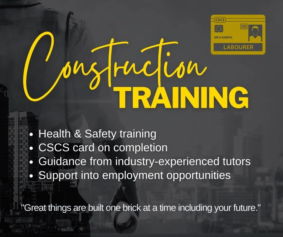 Looking to start a career in construction or gain the qualifications needed to access site work?

Our Construction Training programme is designed to help learners build the knowledge, confidence and practical understanding needed to progress into the